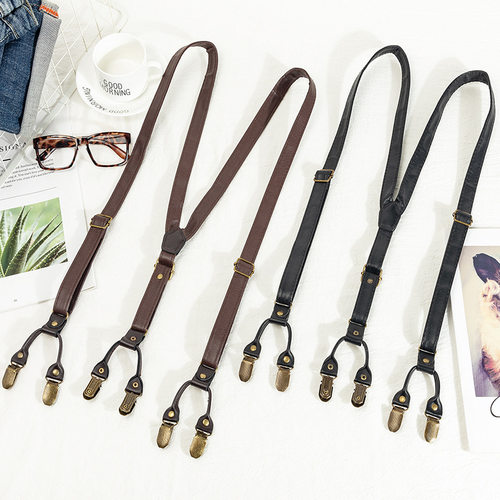 日系复古皮质背带夹通用
