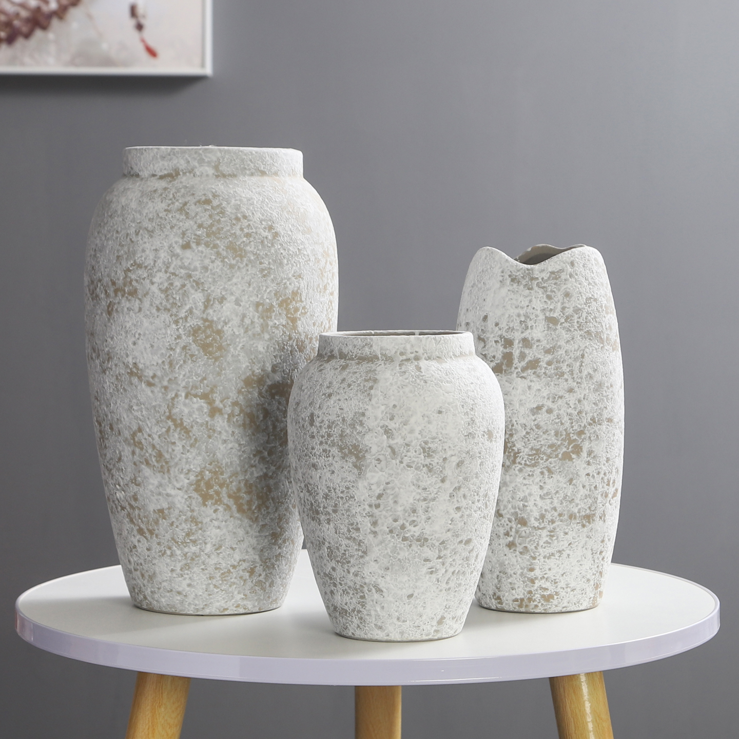 复古土陶粗糙感花瓶客厅装饰摆件