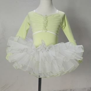 秋冬新款长袖儿童舞蹈服绿色紫色体服练功服芭蕾舞裙演出服定制