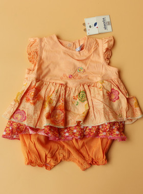 伊莎堡absorba专柜正品童装夏婴儿女童纯棉爬服连体衣背心裙哈衣