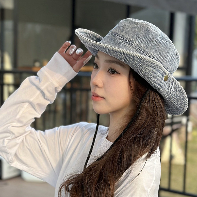 2024年新款渔夫帽子女春夏防晒户外牛仔登山帽时尚复古遮阳帽男潮