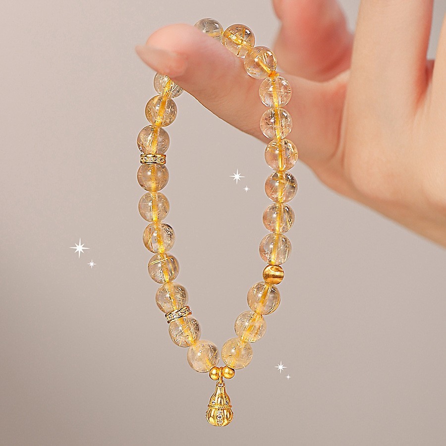 仿金发晶小葫芦手链女新中式葫芦小众设计仿天然黄水晶手串送女友