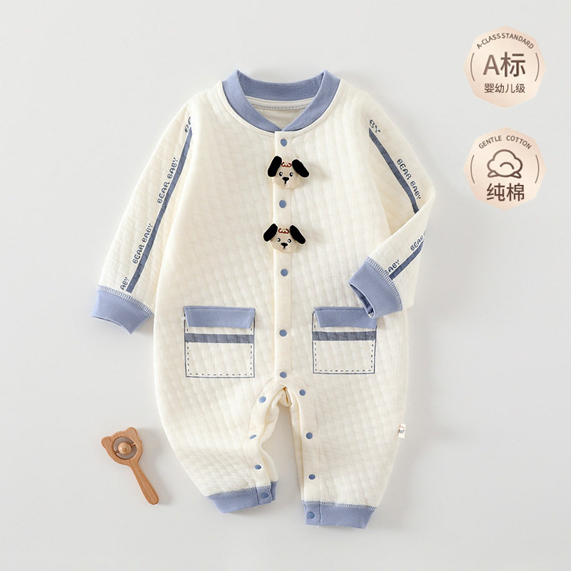婴儿连体衣保暖春秋款夹棉冬装新生儿宝宝衣服秋装哈衣加厚秋冬季