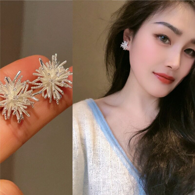 小红书暴款小众设计烟花锆石耳钉精致新款耳环时尚通勤质感耳饰