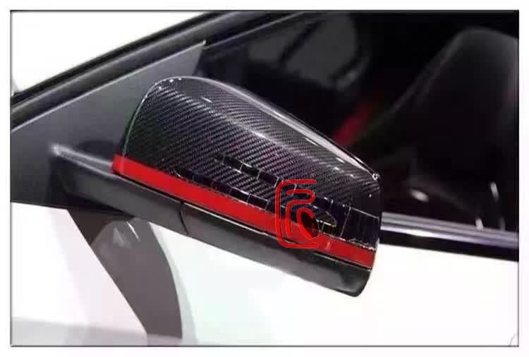 适用于奔驰W221 S300S350S500S600S65替换式碳纤红边后视镜盖镜壳