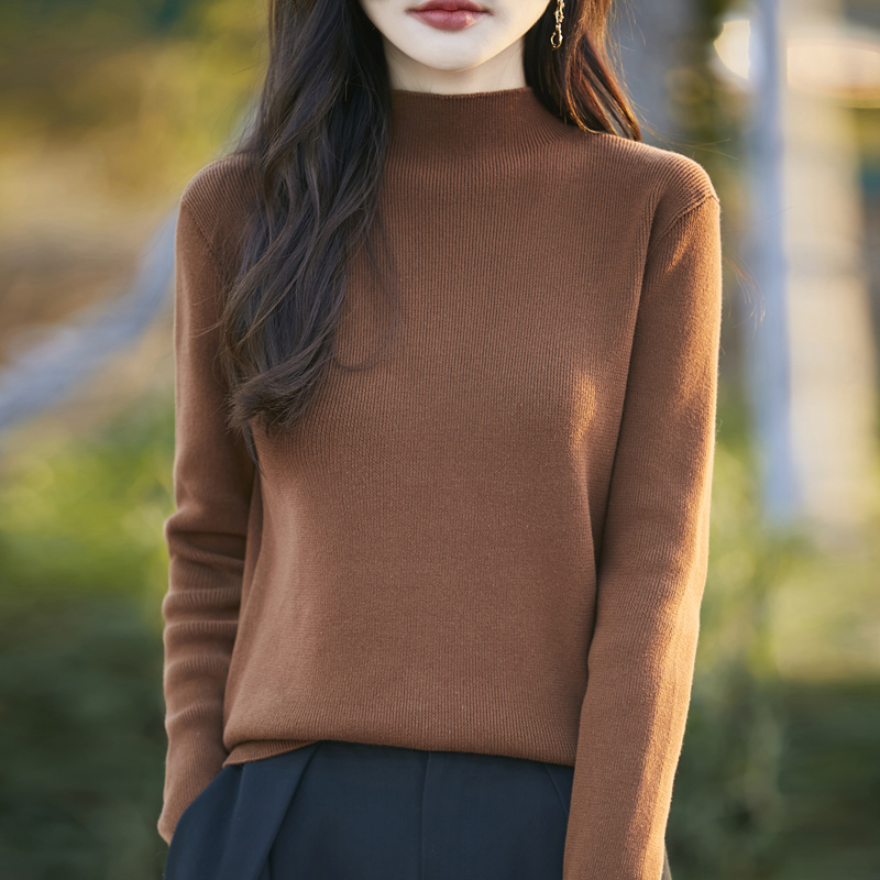 秋冬半高领纯棉打底衫