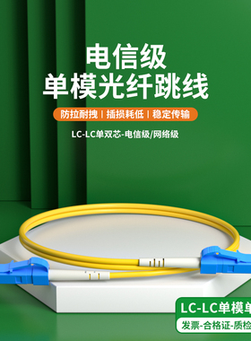 单模光纤跳线LC转LC单芯光纤跳线lc-lc尾纤延长线光纤线3米双芯跳纤5G机房方转方5/10/15/20/30m网络级电信级