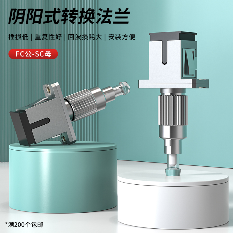 光纤耦合器FC公-SC母阴阳式FC转SC公母快速连接器转换法兰盘光衰减器对接器光纤适配器延长器转接头电信级