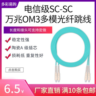 电信级SC-SC万兆多模光纤跳线OM3双芯工程尾纤光纤线3米5/10/20/25/30/35/40/45/50/60/70/80/90/100m