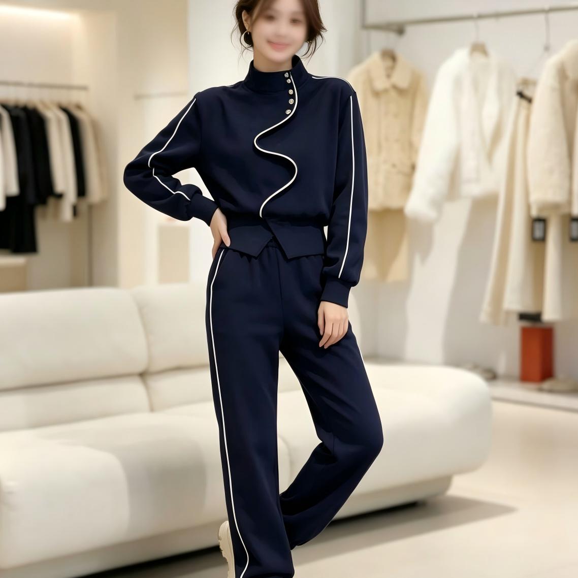 2026爆款时尚高级休闲运动套装早秋搭配一整套立领洋气卫衣女新款