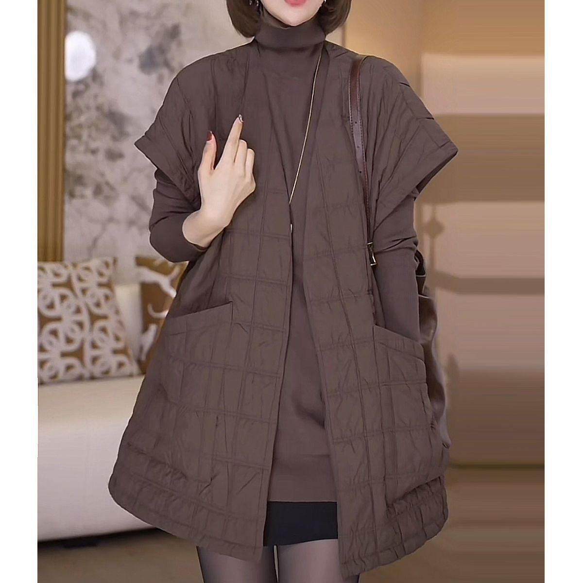 欧货高档美拉德阔版大口袋马夹秋季大码遮肉显瘦宽松时尚外穿马甲