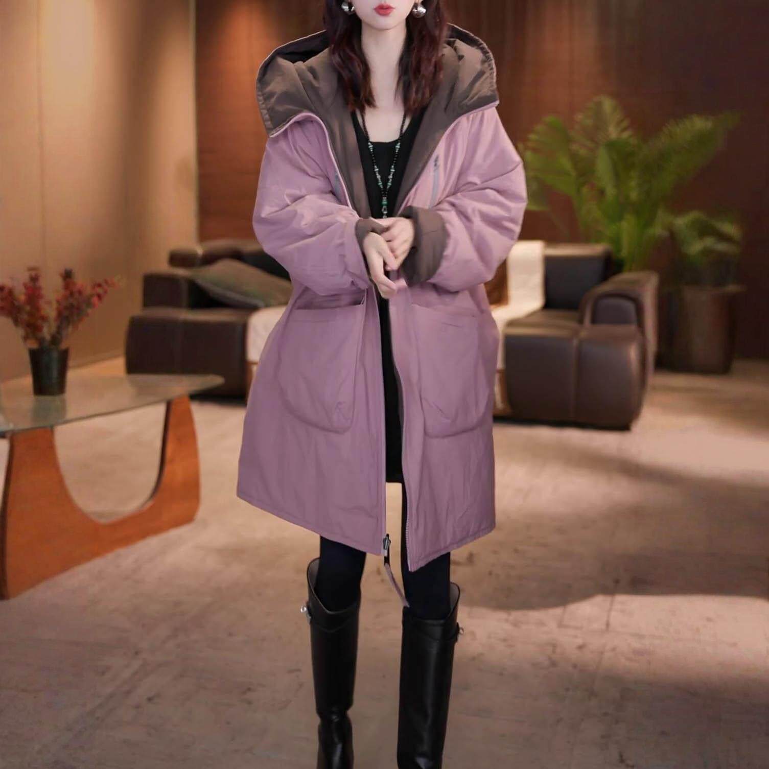 2025新款女式中长棉袄冬天新款女装洋气韩系女装温婉大气时髦欧货