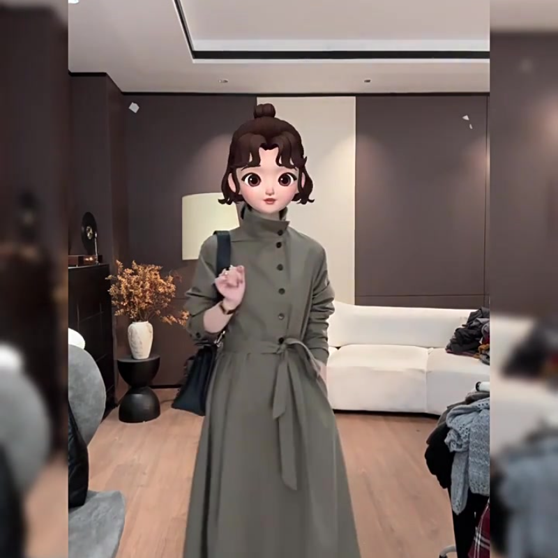 大方高级感穿搭法式出席重要场合的裙子咖色通勤收腰连衣裙女简单