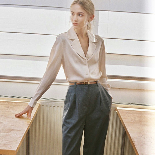 可机洗羊毛双褶藏肉显瘦长腿长裤