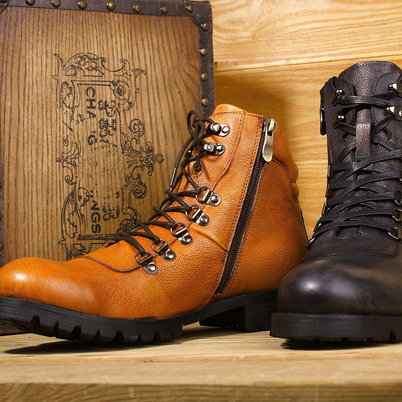 新品欧美复古手工做旧圆头户外短靴男真皮潮流厚底马丁靴大头军靴|msdalam kategori Kasut lelaki popular, but - dari Buy2taobao.com untuk memberikan perkhidmatan ejen Taobao profesional membeli