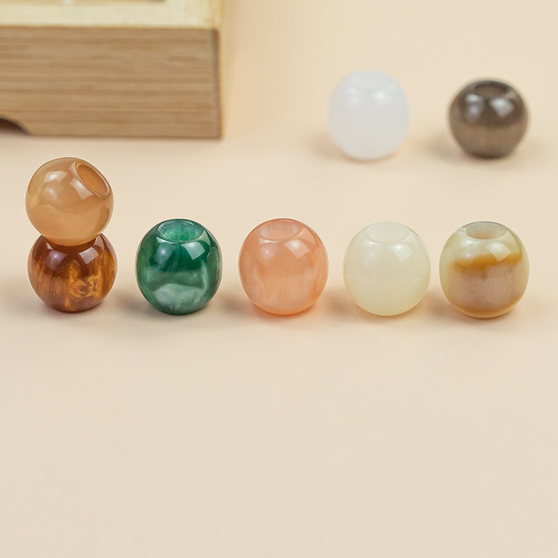 彩色玉石珠子手工编织DIY穿孔流光鼓珠串珠手链泳衣中式辅料配件