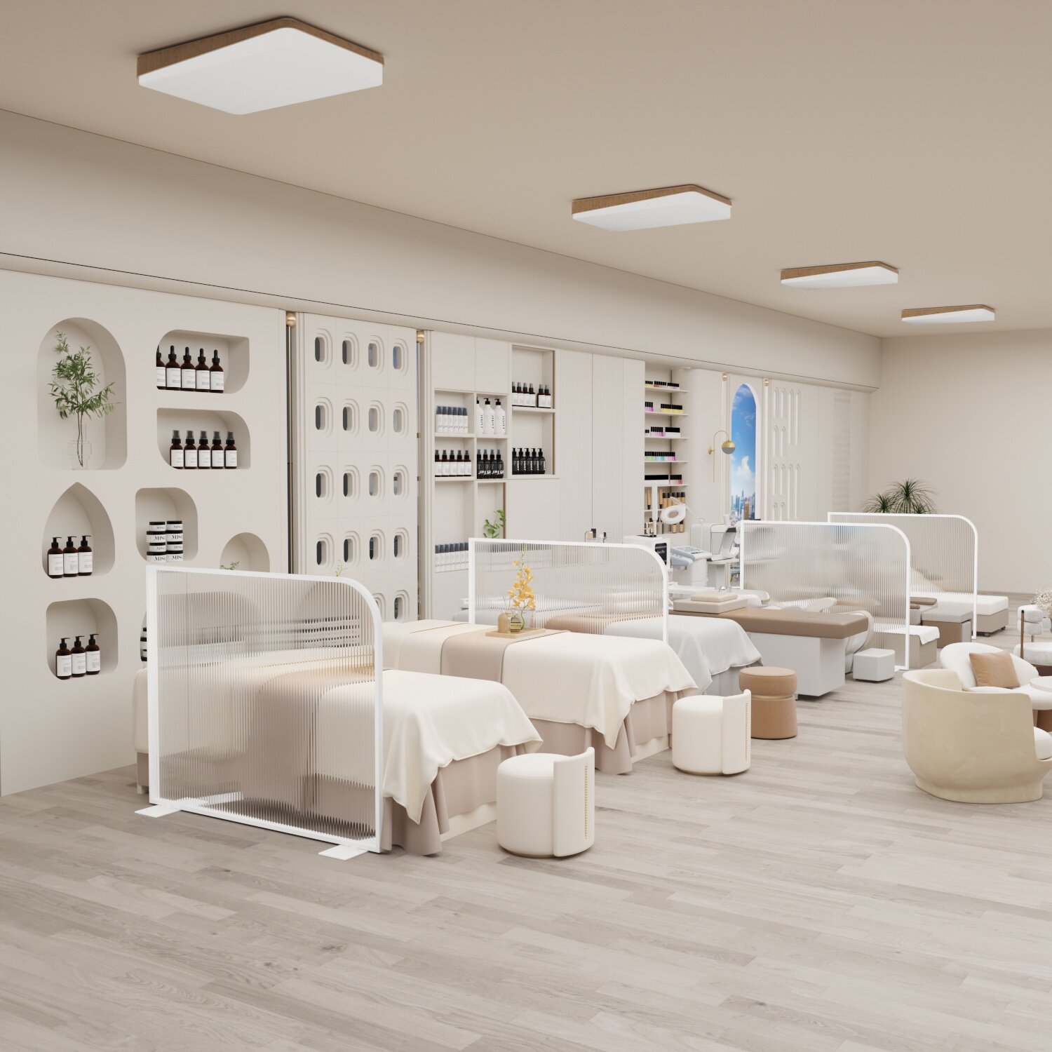 可移动免固定半墙长虹玻璃屏风隔断简约现代办公美容店遮挡2026款