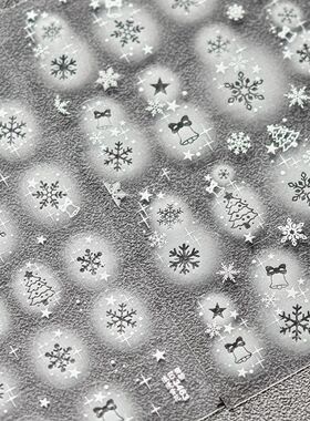 网红镂空雪花圣诞美甲贴纸