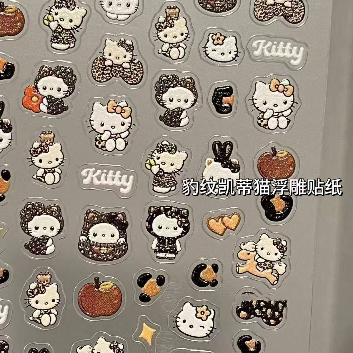 网红爆款HelloKitty浮雕贴纸美甲贴纸可爱卡通少女指甲装饰贴手账