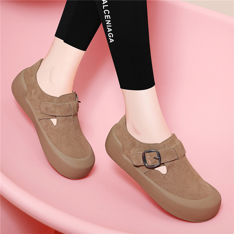 厚底勃肯鞋女2025年春季新款复古皮带扣两穿全包单鞋休闲女鞋
