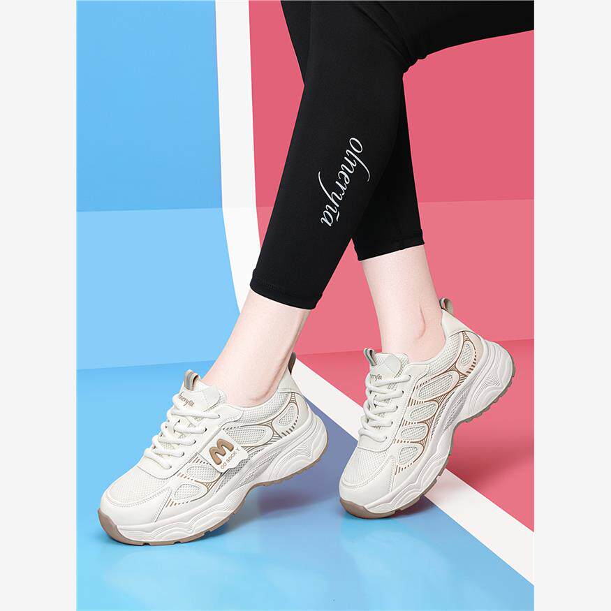 品牌鞋子女2025新款爆款春秋厚底软底不累脚老爹鞋运动休闲小白鞋