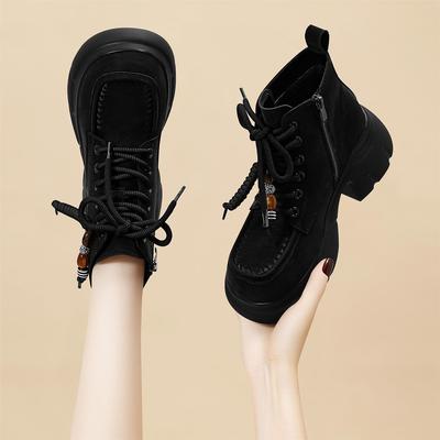 真皮厚底马丁靴女2025年