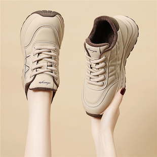 厚底老爹鞋女款2025新款超轻便软底休闲鞋百搭秋冬季加绒保暖棉鞋
