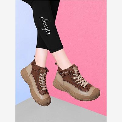 品牌头层牛皮高帮女鞋新