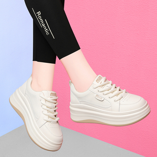内增高厚底小白鞋板鞋女2025秋冬新款加绒保暖百搭真皮休闲运动鞋