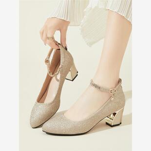 妈妈高跟鞋女单鞋软底软皮舒适不累脚配裙子旗袍鞋喜婆婆婚宴鞋子