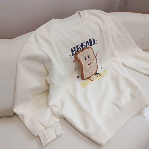 酷酷的你bread面包立体图案可爱宽松卫衣套头上衣女街头