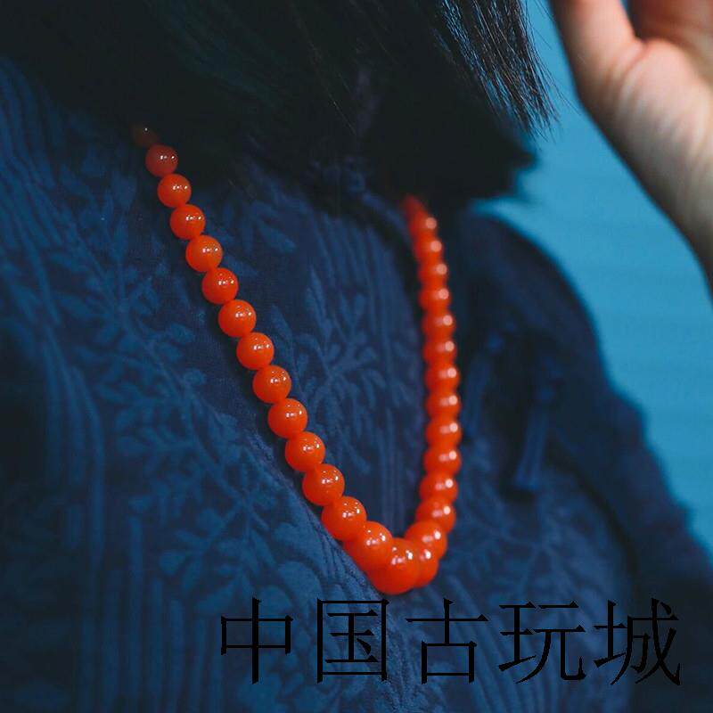 高端原矿保山满色樱桃南红玛瑙项链冰红圆珠塔链礼物妈妈民族风