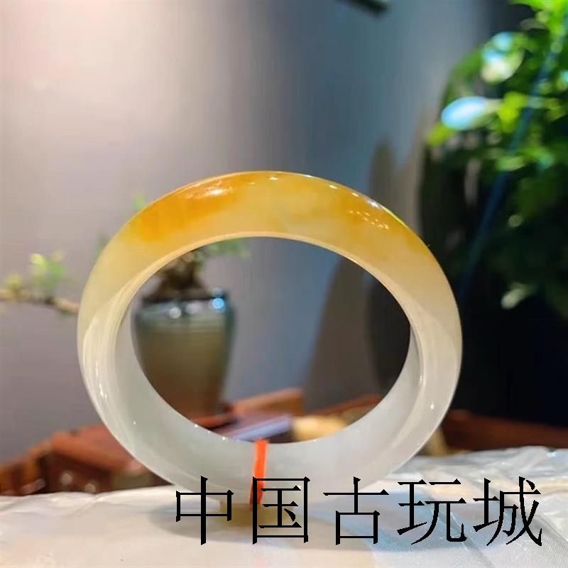 翡翠色手镯黄翡翠色手镯玉镯冰种高端平安镯贵妃镯老坑翡翠色包邮
