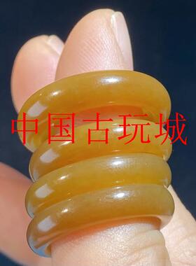 美如珠宝新疆和田玉且末糖料指环玉石戒指女款糖玉扳指窄款处理