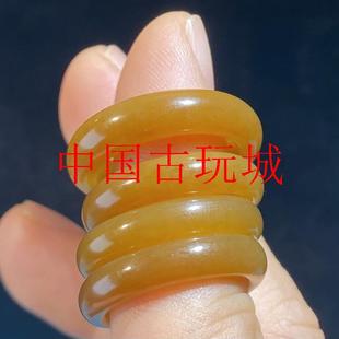 美如珠宝新疆和田玉且末糖料指环玉石戒指女款糖玉扳指窄款处理