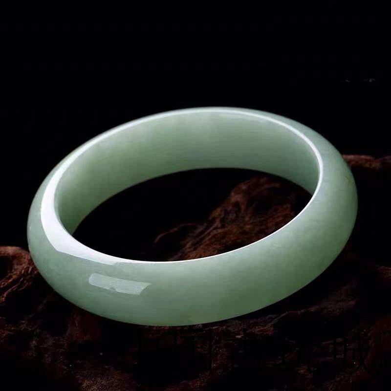 油青翡翠玉手镯女年轻款缅甸冰糯种浅绿玉石处理平安镯豆种玉镯子
