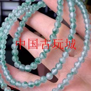精选高冰飘花翡翠色项链珠子毛衣链佛珠挂绳独龙玉小圆珠链子饰品