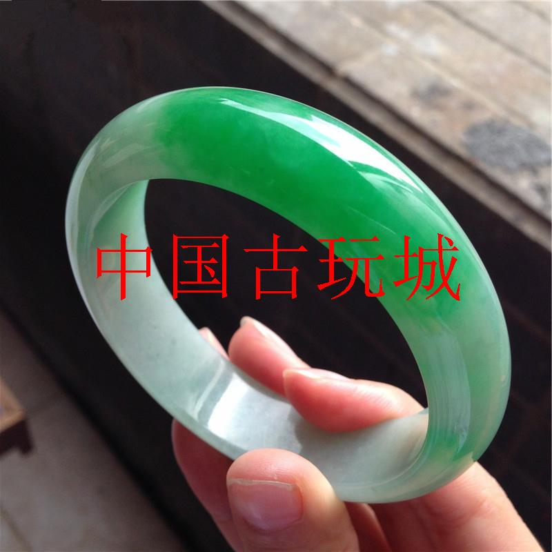 翡翠色飘花手镯老坑玉石高端缅甸冰糯种白底青手镯牛奶底清新玉镯