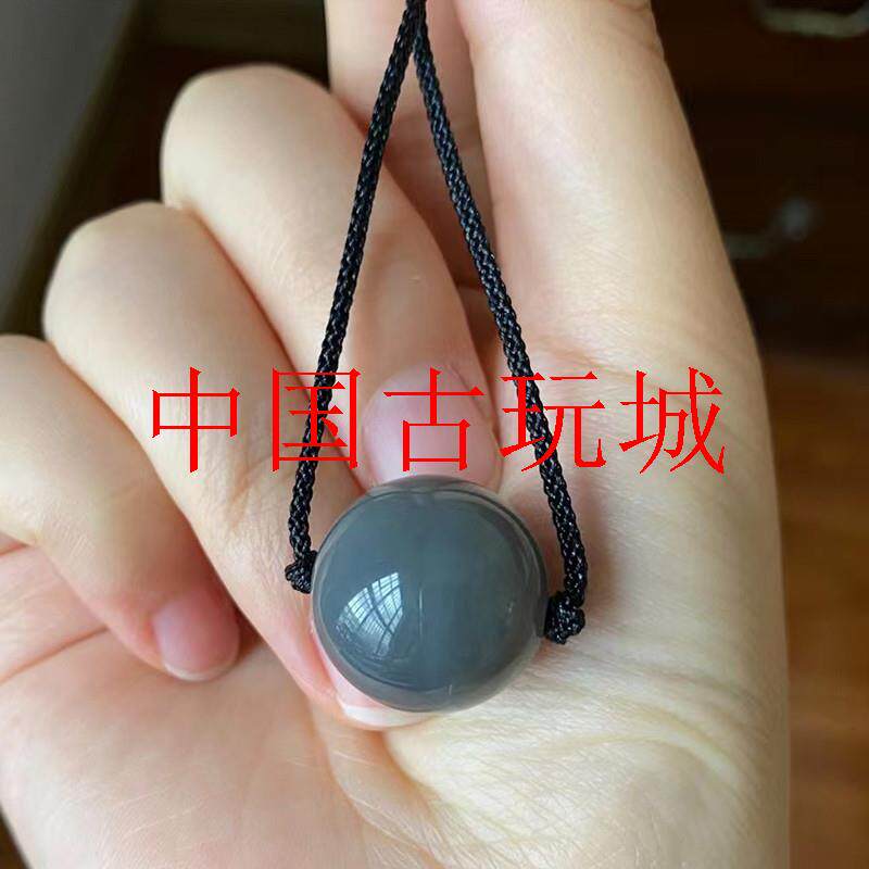 和田玉吊坠圆珠项链锁骨链女款路路通挂件青海紫罗兰烟紫料大珠子
