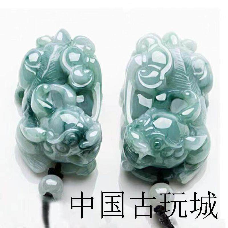 高端缅甸翡翠色貔貅吊坠男女款毛衣链精品真玉情侣项链招财送证书