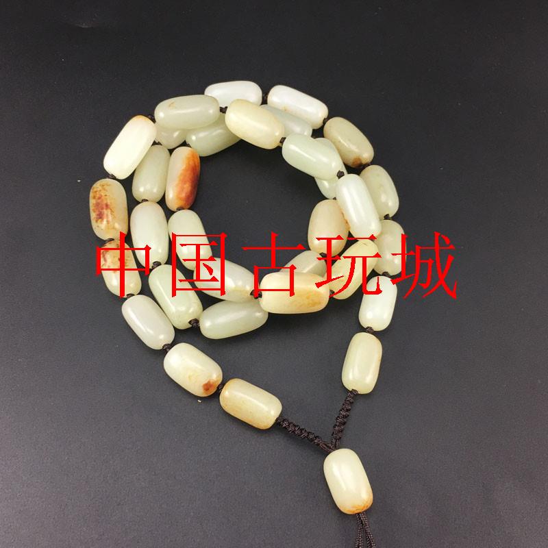 新疆和田玉挂绳白玉籽料原石玉项链枣红皮挂绳白皮玉链子男女同款