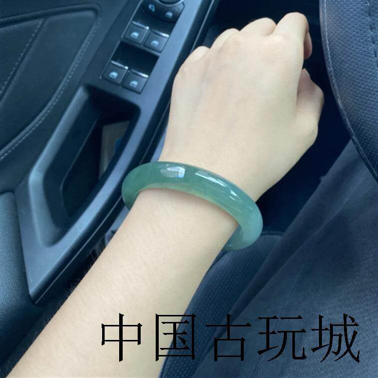 精选玉翡翠色缅甸翡翠色高冰种危料玉石糯冰种油青贵妃处理手镯