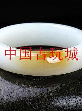 新疆金丝玉羊脂级糖白玉手镯一口糖玉镯子高级感时尚百搭女款玉镯
