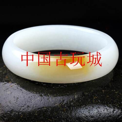 新疆金丝玉羊脂级糖白玉手镯一口糖玉镯子高级感时尚百搭女款玉镯