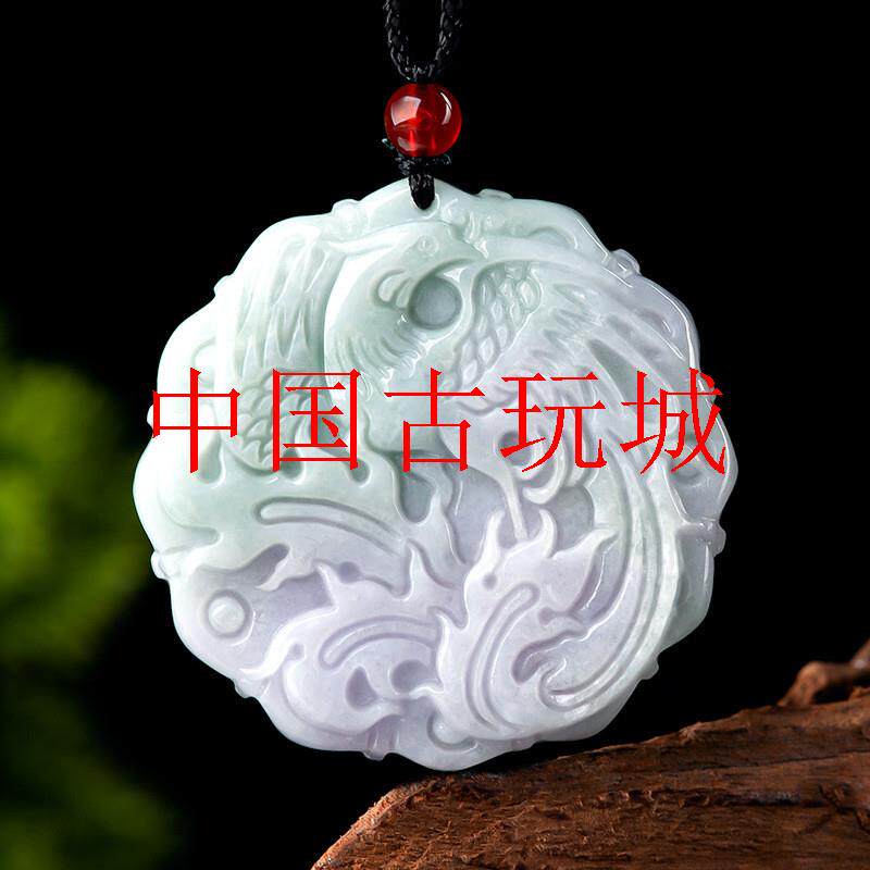 缅甸翡翠色鸳鸯全新珠宝凤凰玉石吊坠挂件女款玉佩玉器处理高级感