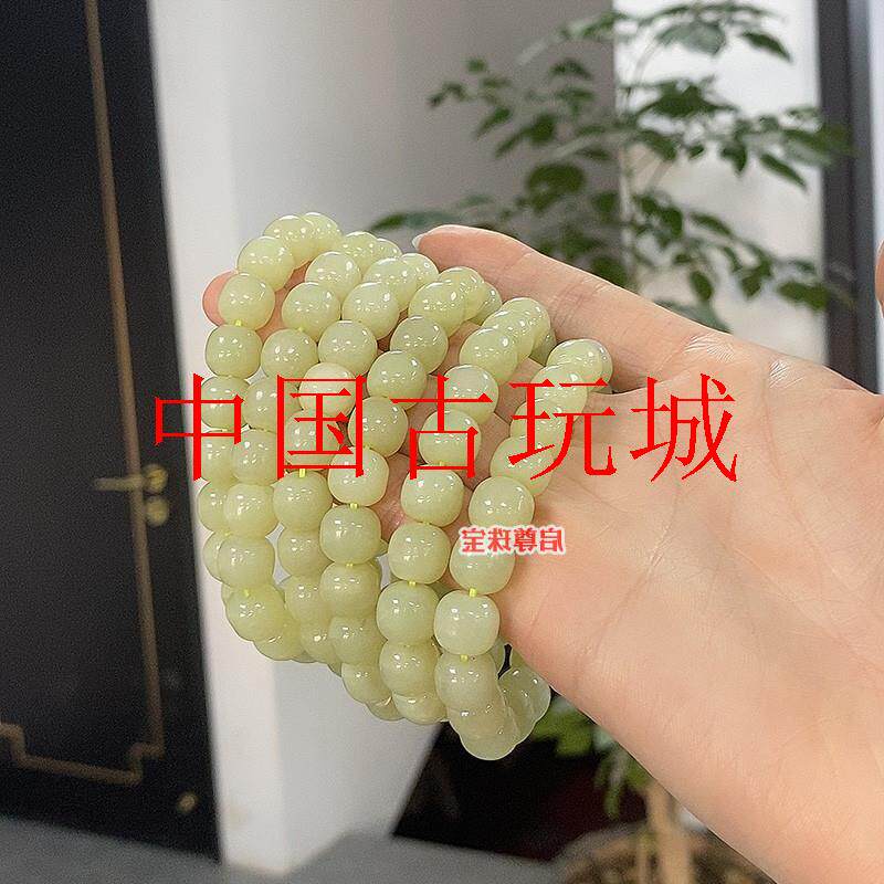 新疆和田玉若羌老型珠手串山料