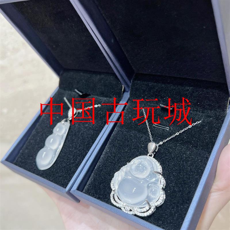 玛瑙招财冰种玉髓金枝玉叶玉髓项链少女款媲美翡翠色大肚佛公吊坠