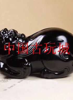 新疆和田玉和田墨玉雕刻貔貅吊坠立体手把羊脂玉精品招财男款饰品