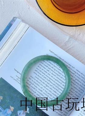 高端冰种孔雀绿绿草莓晶细圆条手镯女叮当镯玉镯绿色水晶饰品镯子