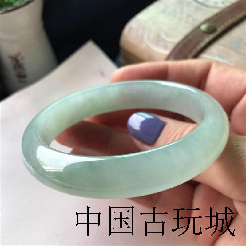 精品翡翠色玉手镯冰糯种缅甸老坑女款阳绿玉器冰种飘花翠玉手镯子